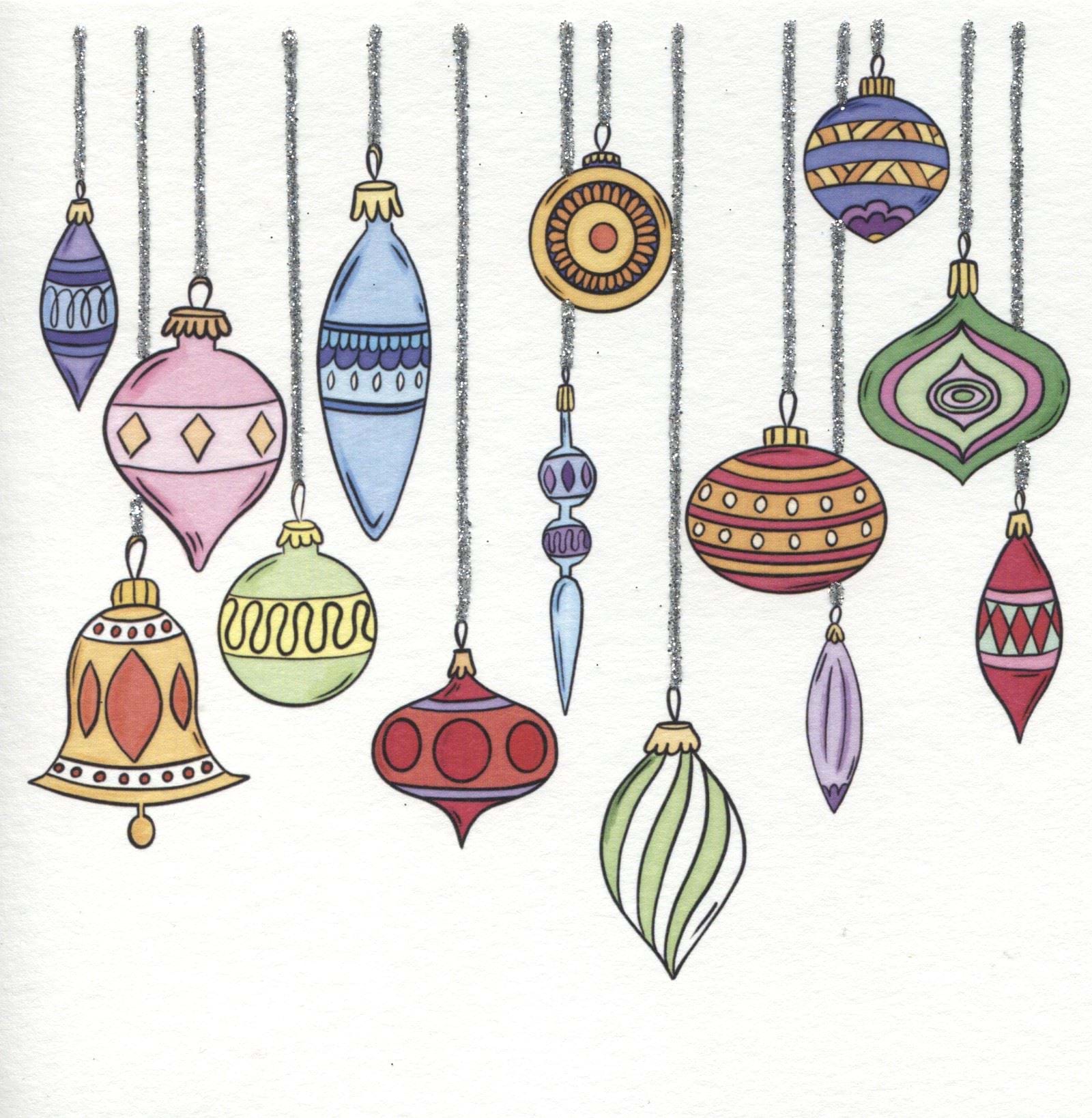 Colourful Baubles Christmas Card