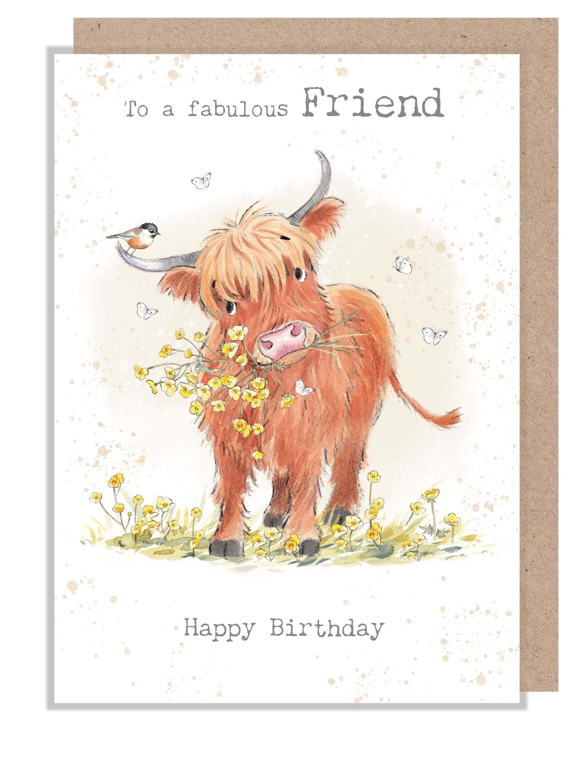 Highland Cow Fabulous Friend Birthday Card