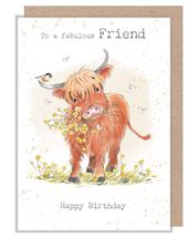 Highland Cow Fabulous Friend Birthday Card
