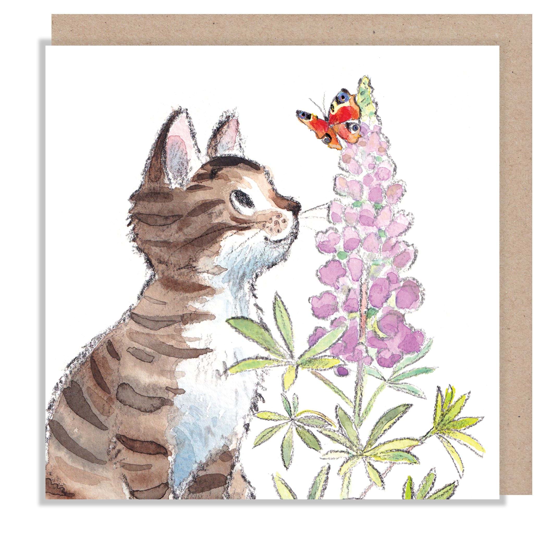 Cat & Butterfly Greeting Card