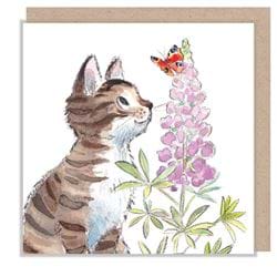 Cat & Butterfly Greeting Card