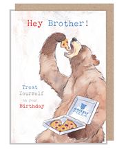 Pizza Bear Brother Birthday Card