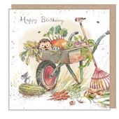 Hedgehog in Wheel Barrow Birthday Card