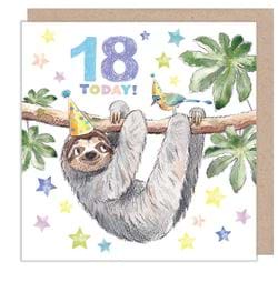 Sloth 18th Birthday Card