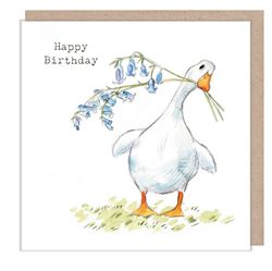 Goose and Bluebells Birthday Card