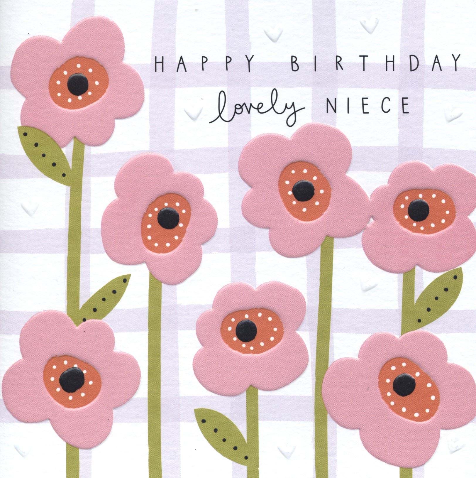 Pink Flowers Niece Birthday Card