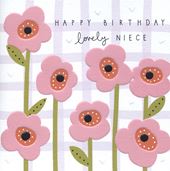 Pink Flowers Niece Birthday Card