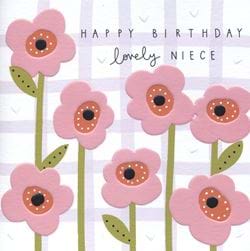 Pink Flowers Niece Birthday Card