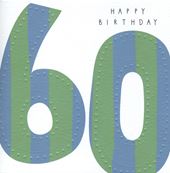 Green and Blue Stripes 60th Birthday Card