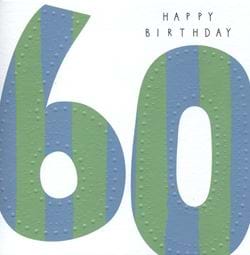 Green and Blue Stripes 60th Birthday Card