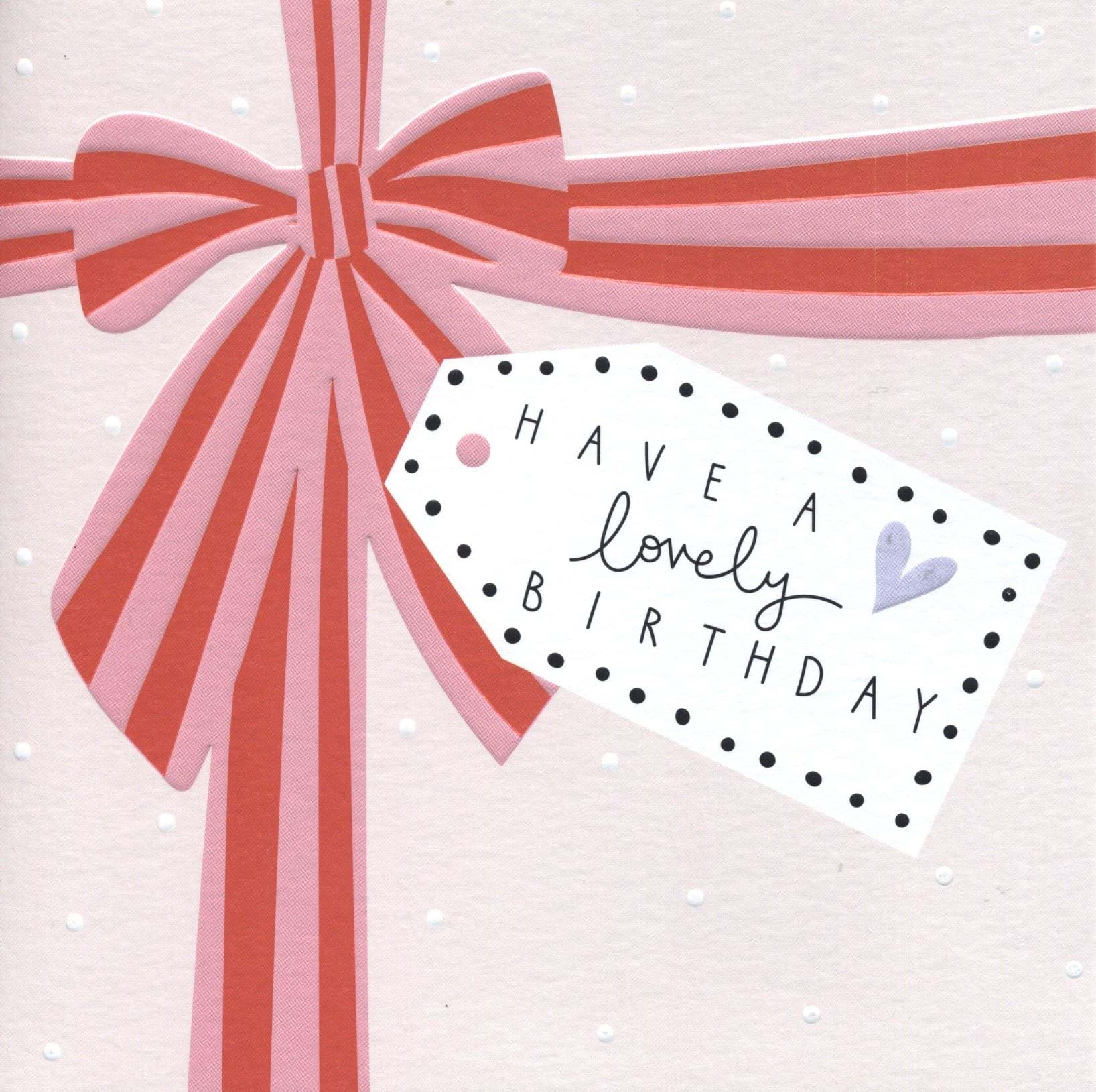 Striped Bow Birthday Card