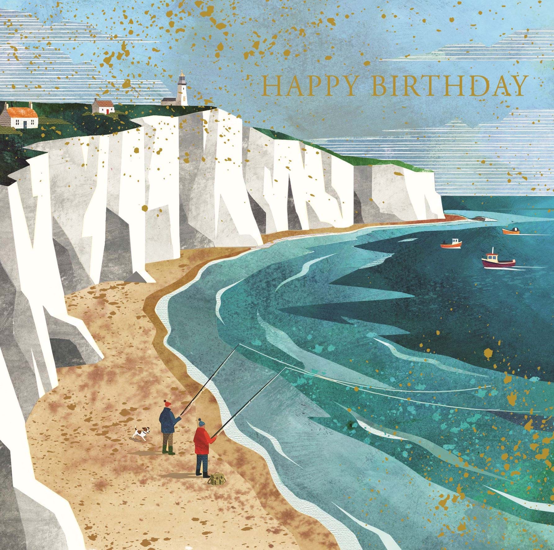 Fishing by the Cliffs Birthday Card