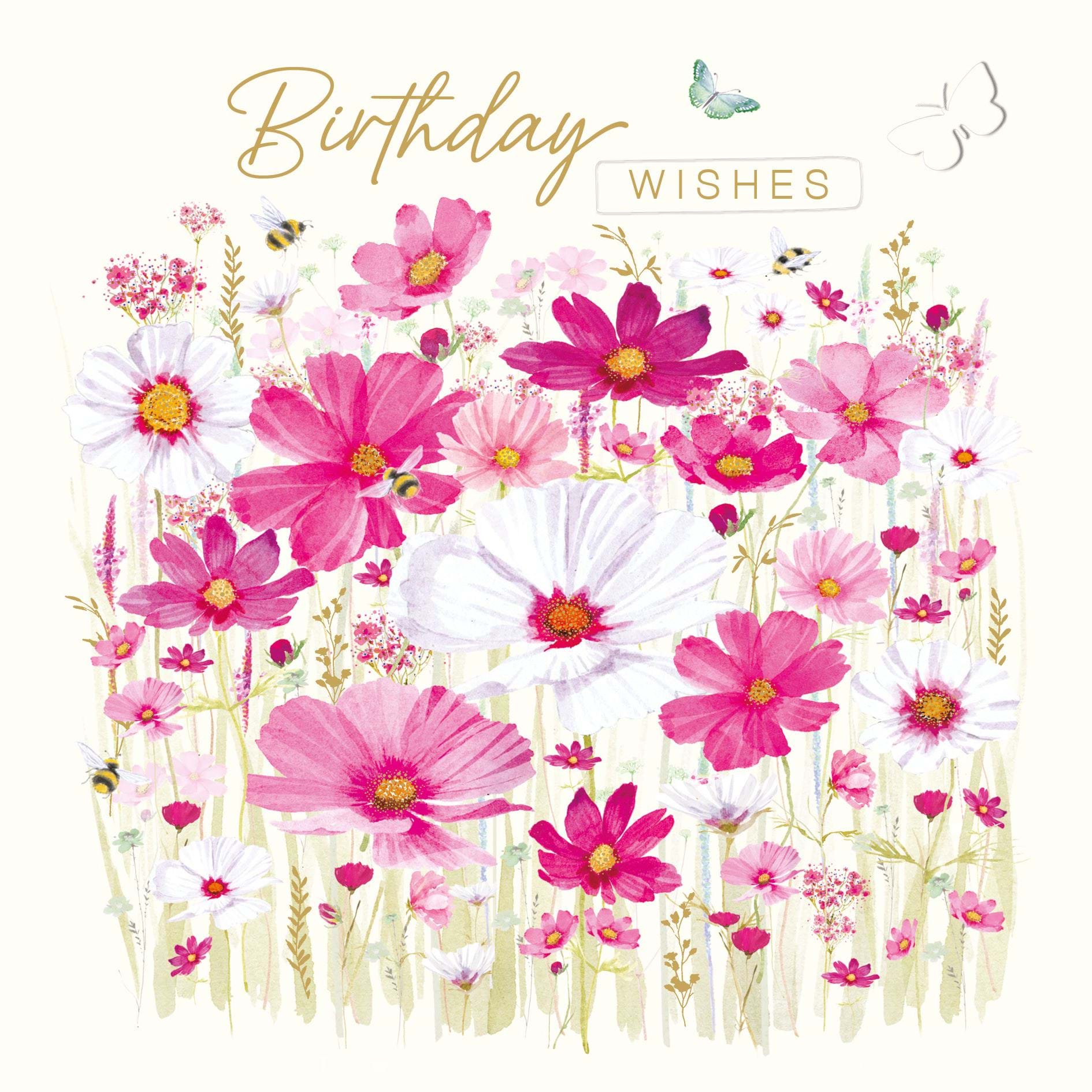 Cosmos Flowers Birthday Card