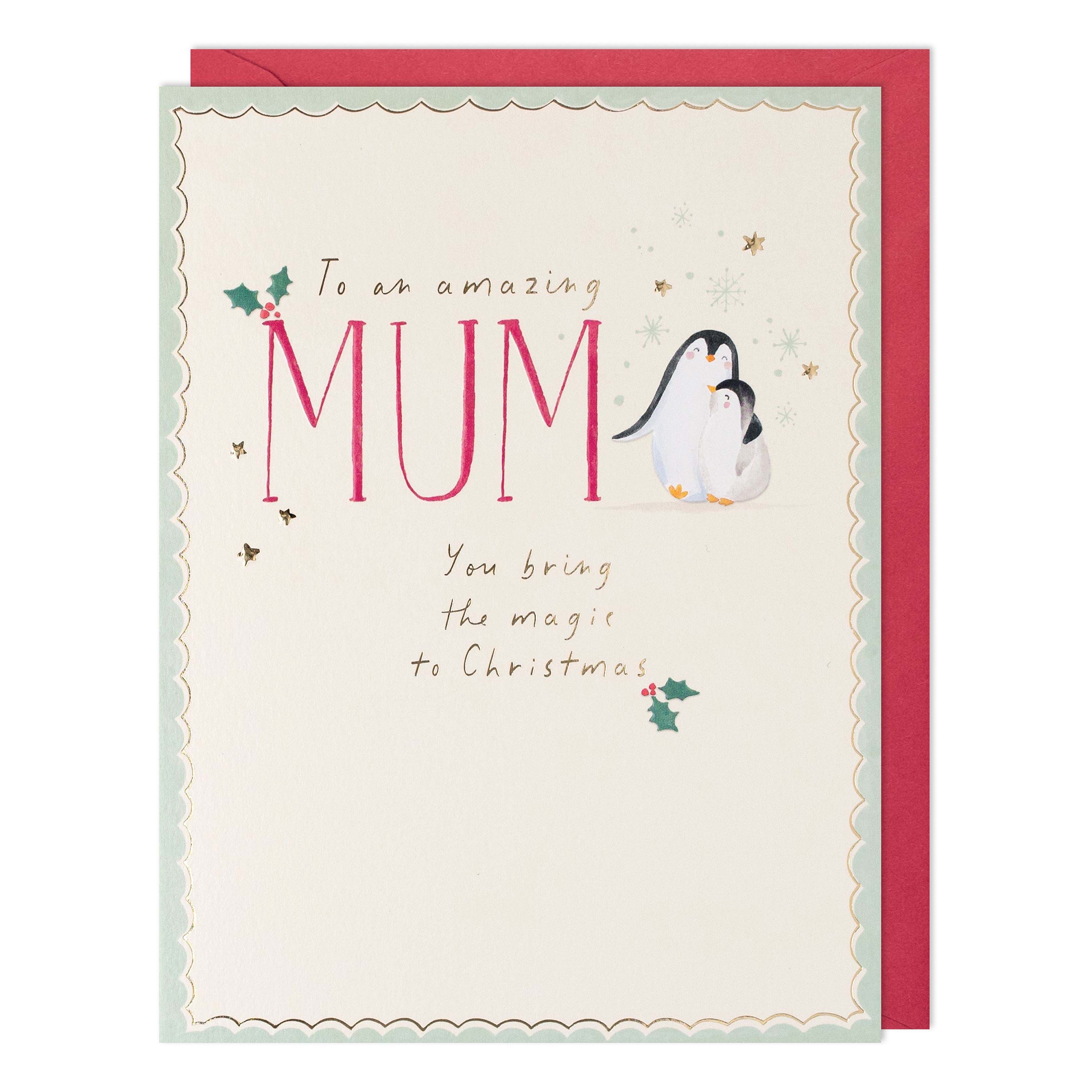 Penguins Amazing Mum Christmas Card