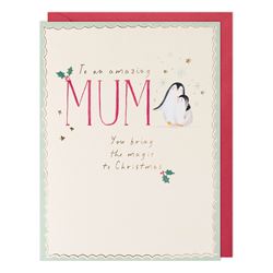Penguins Amazing Mum Christmas Card