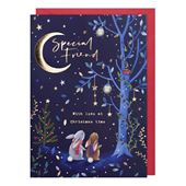 Moonlight Rabbits Friend Christmas Card