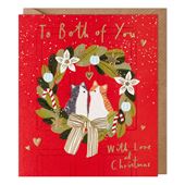 Cat Wreath Both of You Christmas Card
