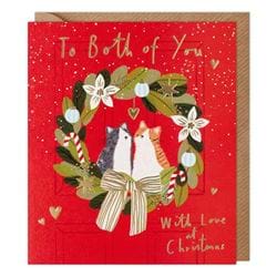 Cat Wreath Both of You Christmas Card