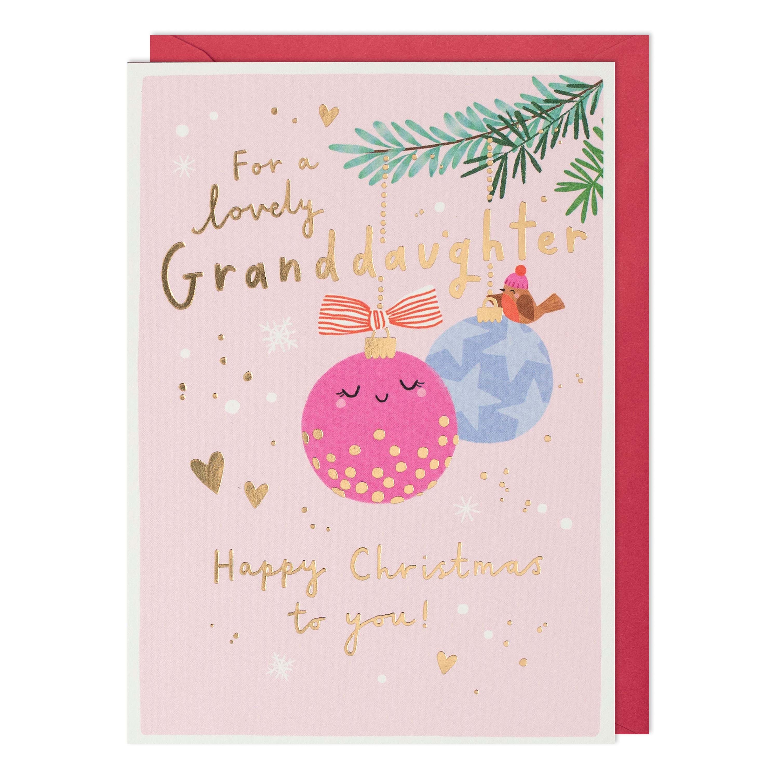 Bauble Granddaughter Christmas Card