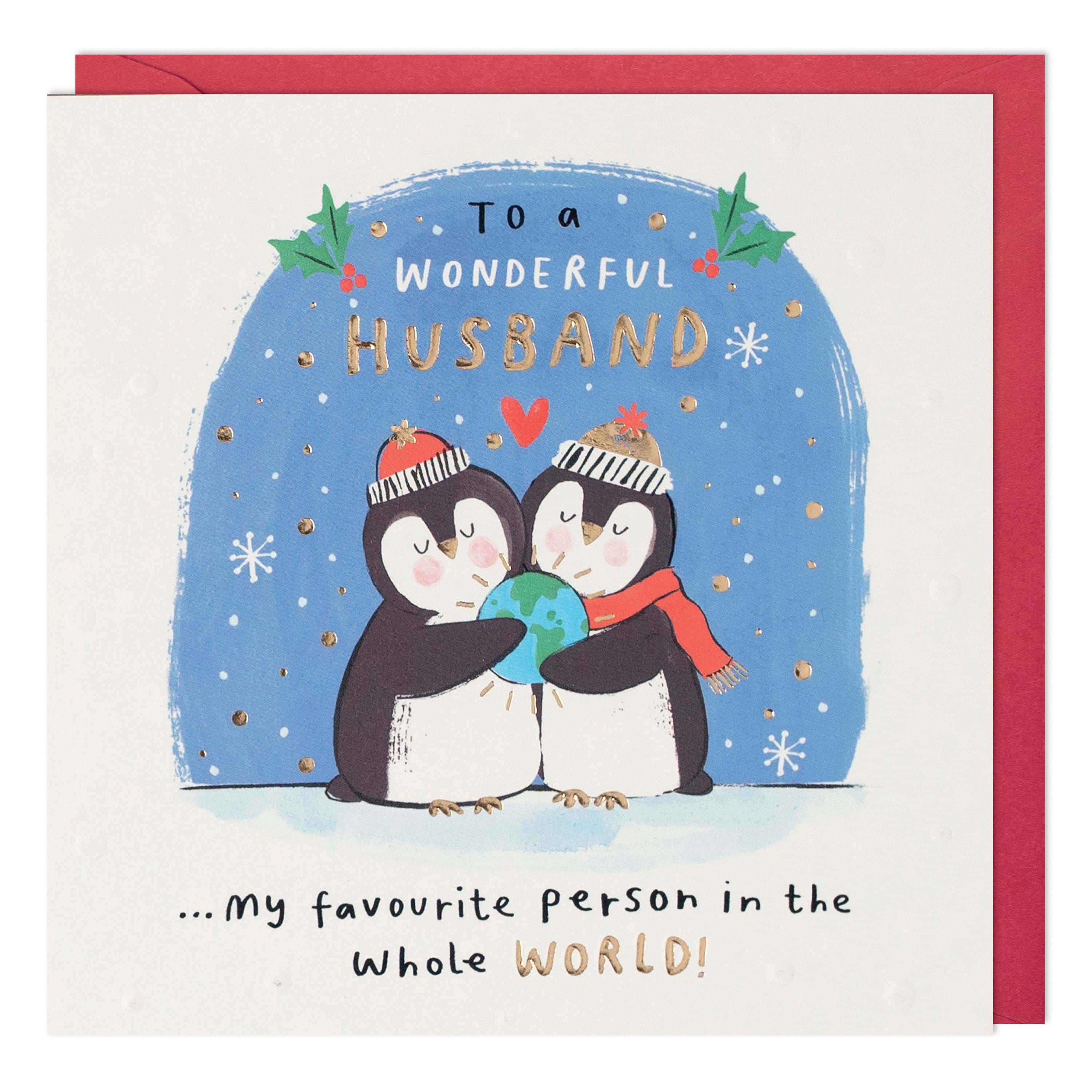 Penguins Husband Christmas Card