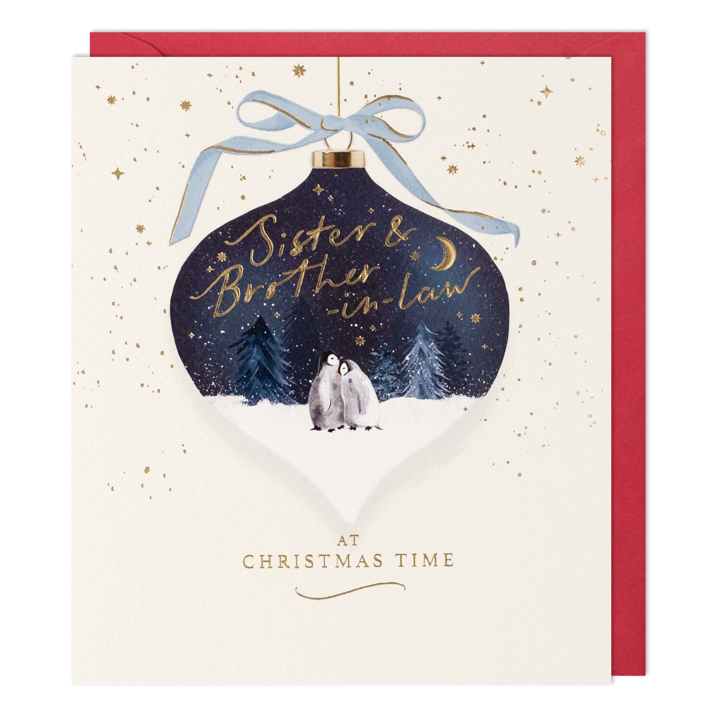 Bauble Sister & Brother-in-law Christmas Card
