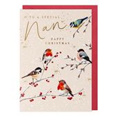 Garden Birds Nan Christmas Card