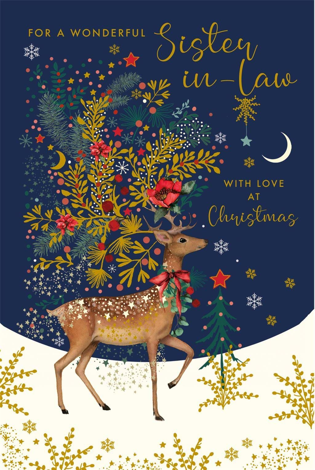 Festive Deer Sister-in-law Christmas Card