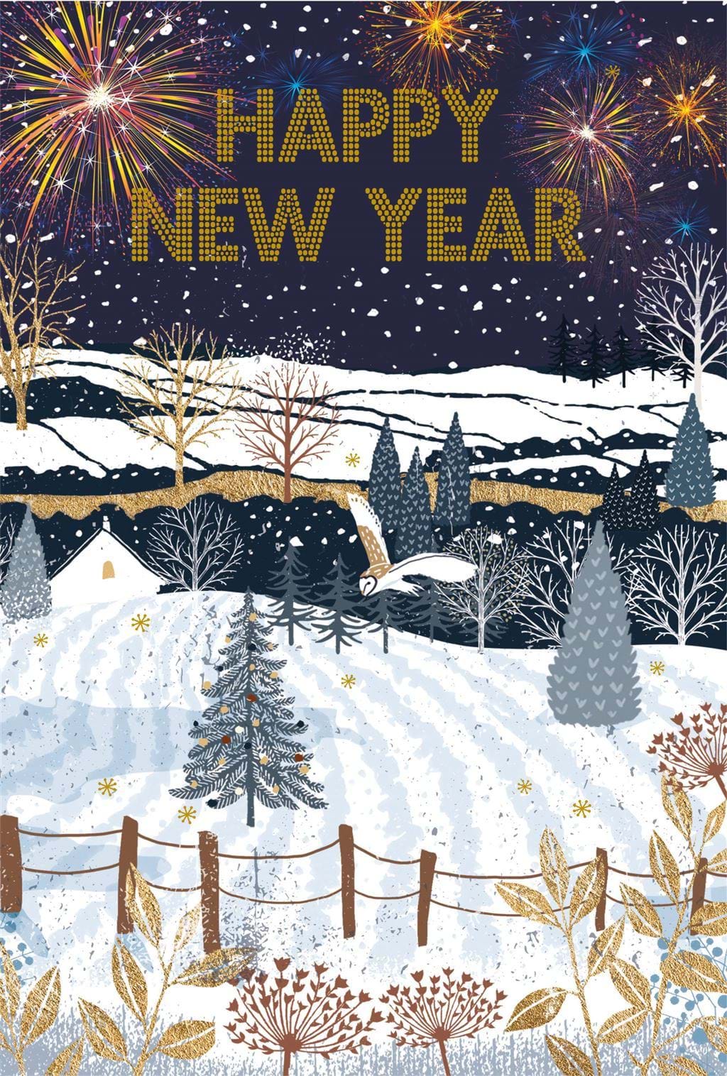 Snowy Countryside New Year Card