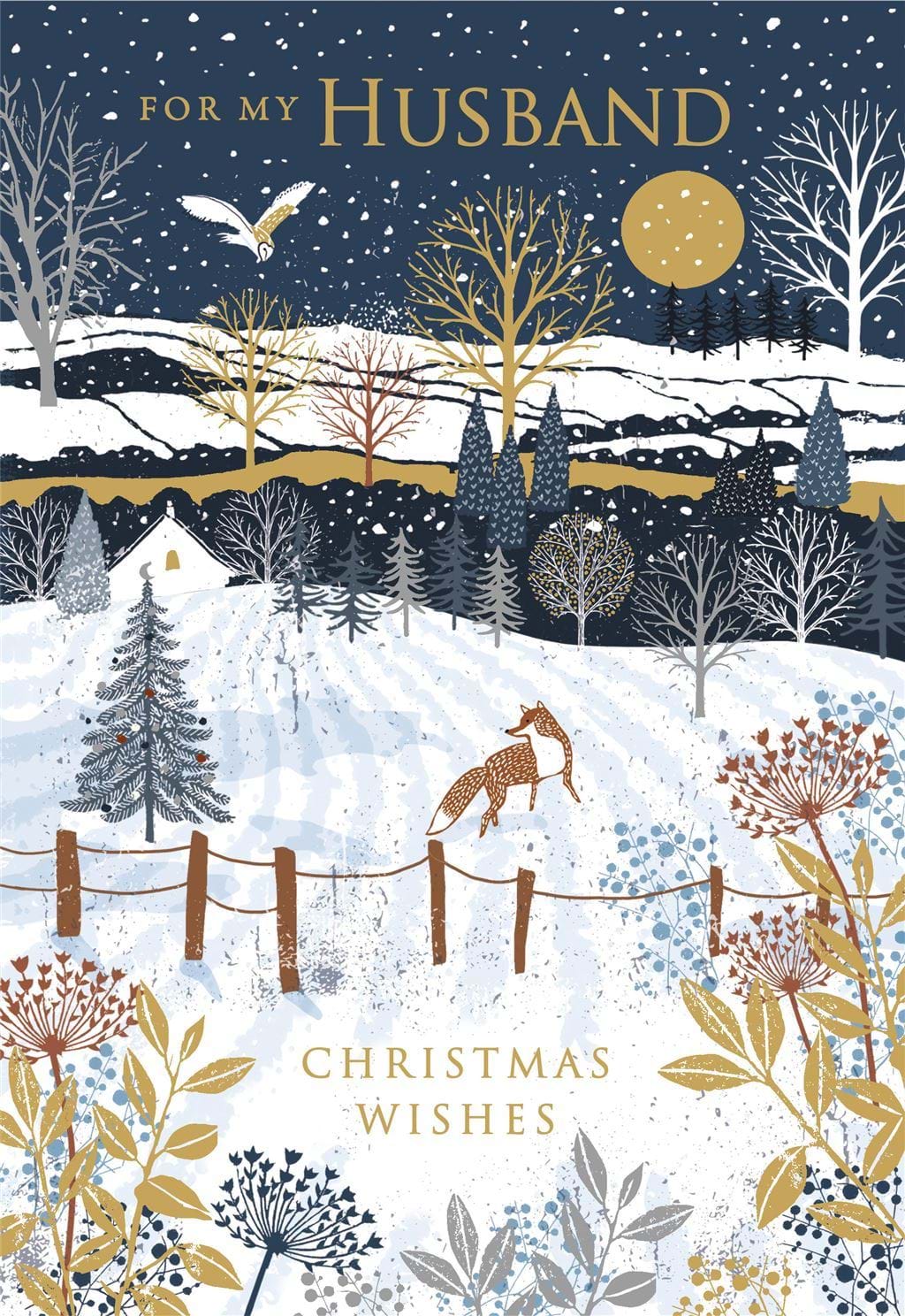 Fox in Snow Husband Christmas Card