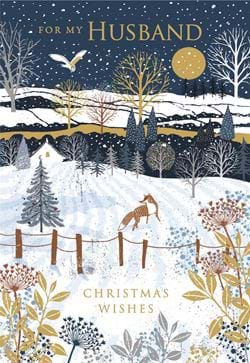 Fox in Snow Husband Christmas Card