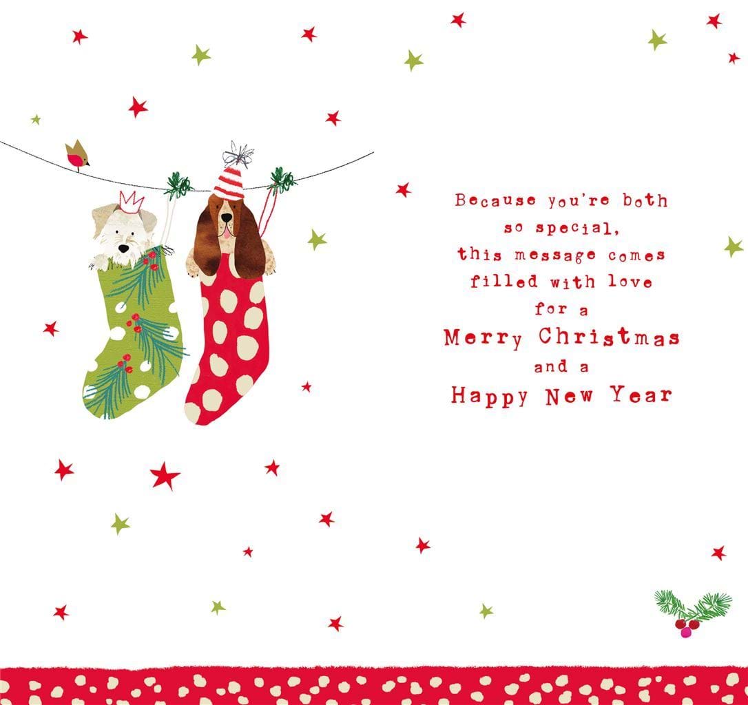 Pup Stockings Special Couple Christmas Card