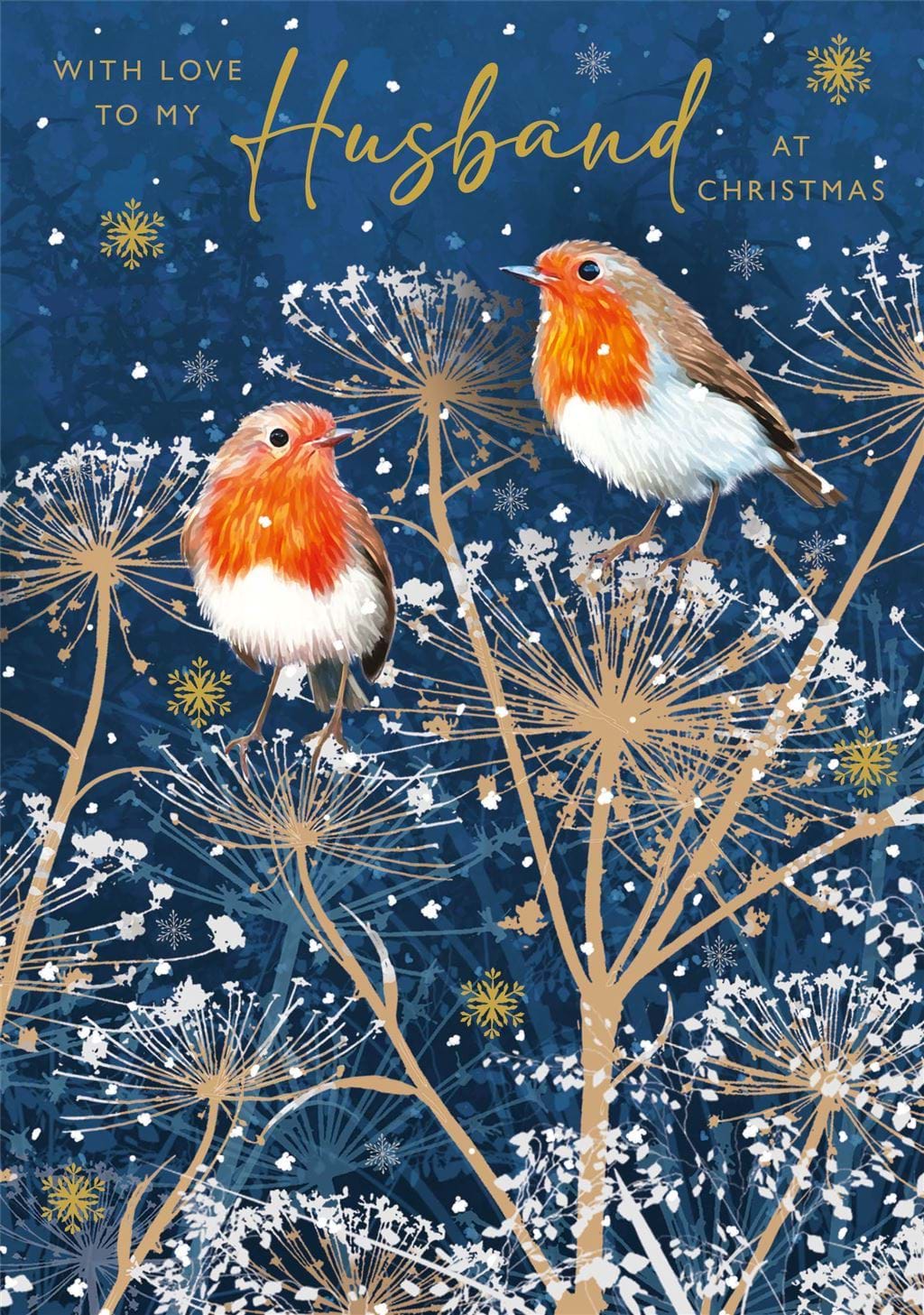 With Love Robins Husband Christmas Card