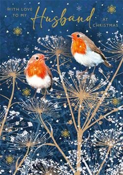 With Love Robins Husband Christmas Card