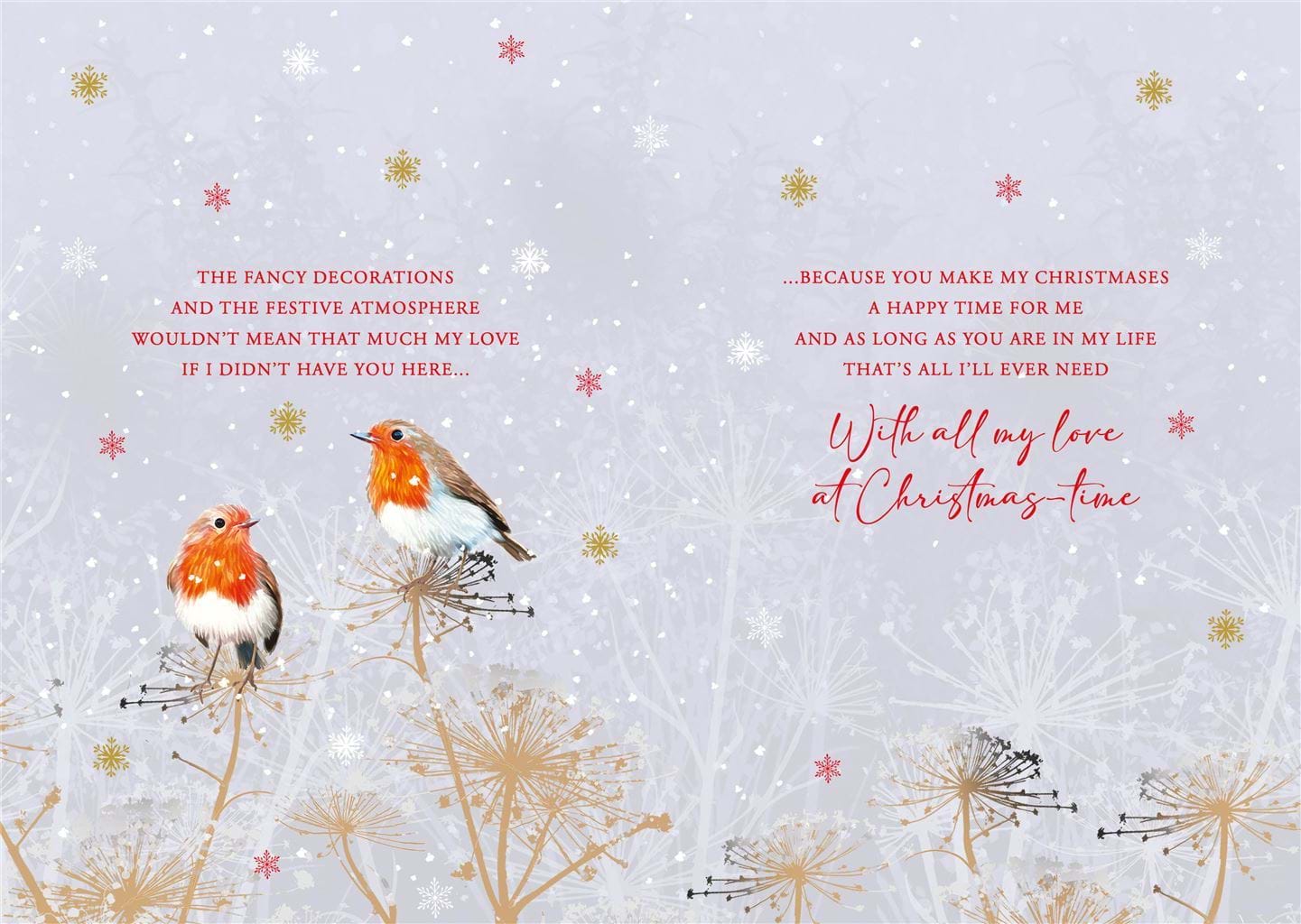With Love Robins Husband Christmas Card