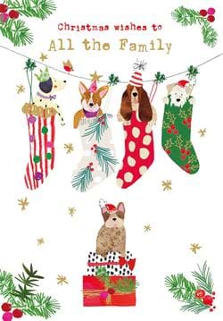 Pups in Stockings All the Family Christmas Card