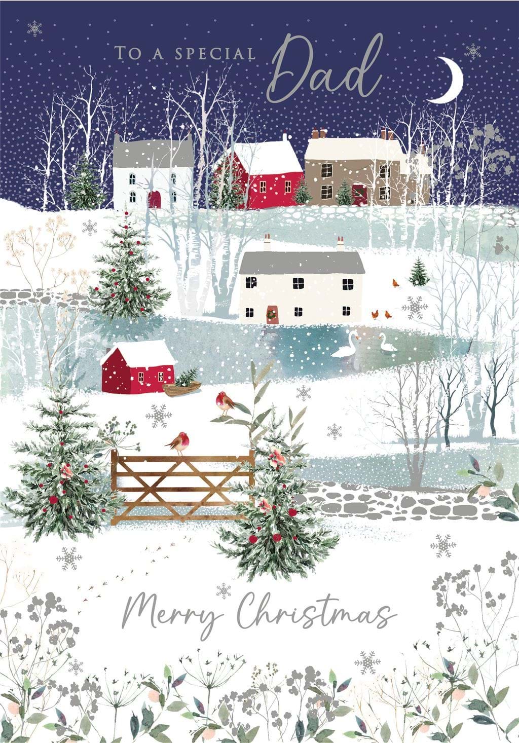 Snowy Village Dad Christmas Card