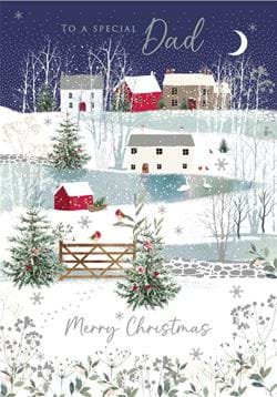 Snowy Village Dad Christmas Card