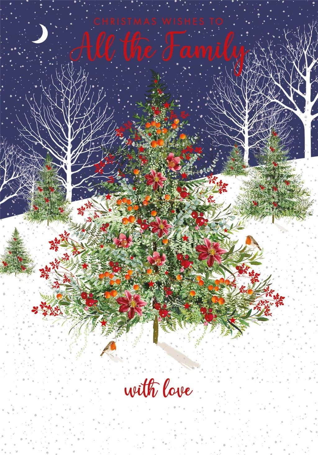 Floral Tree All The Family Christmas Card