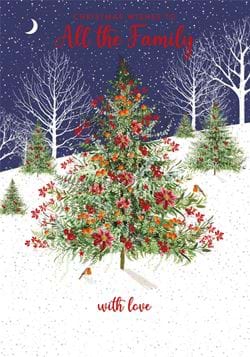 Floral Tree All The Family Christmas Card