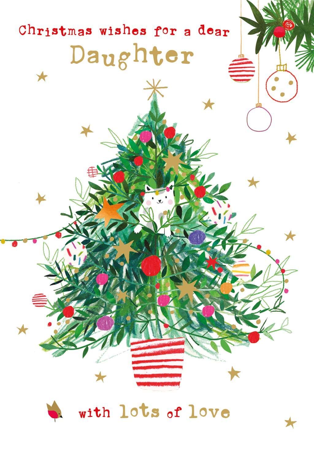 Cat in Tree Daughter Christmas Card