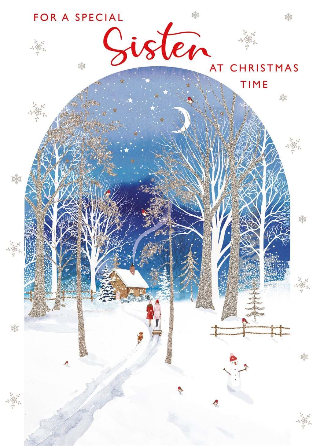 Moonlit Walk Sister Christmas Card