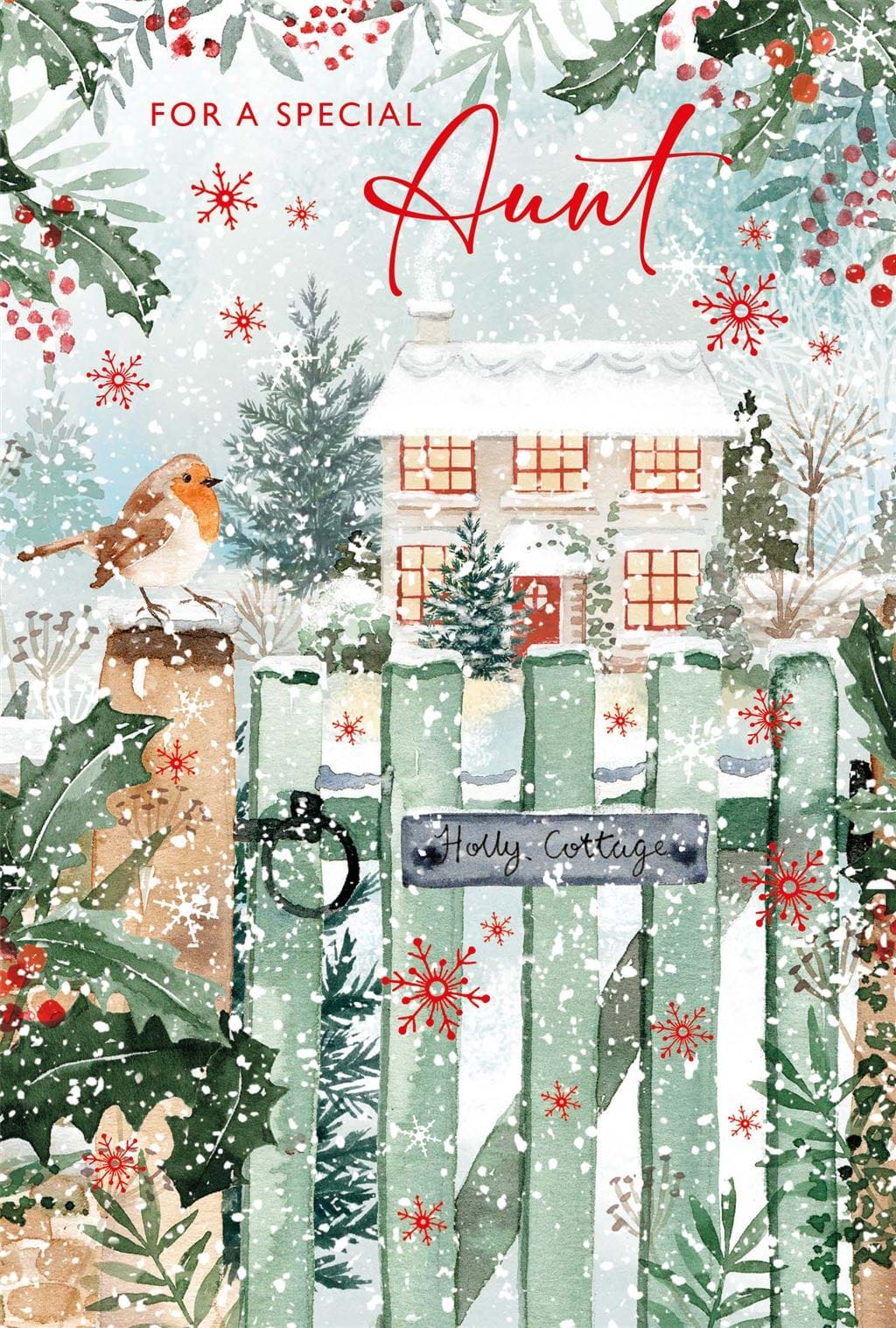 Holly Cottage Aunt Christmas Card