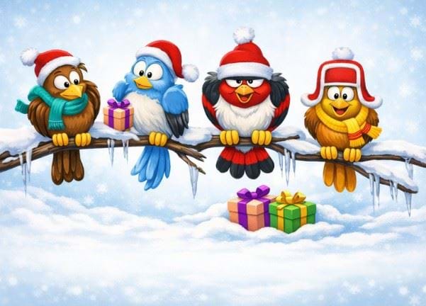 Santa's Songbirds - Personalised Christmas Card