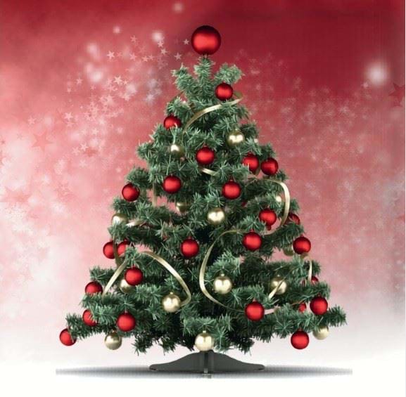 Red & Gold Tree - Personalised Christmas Card