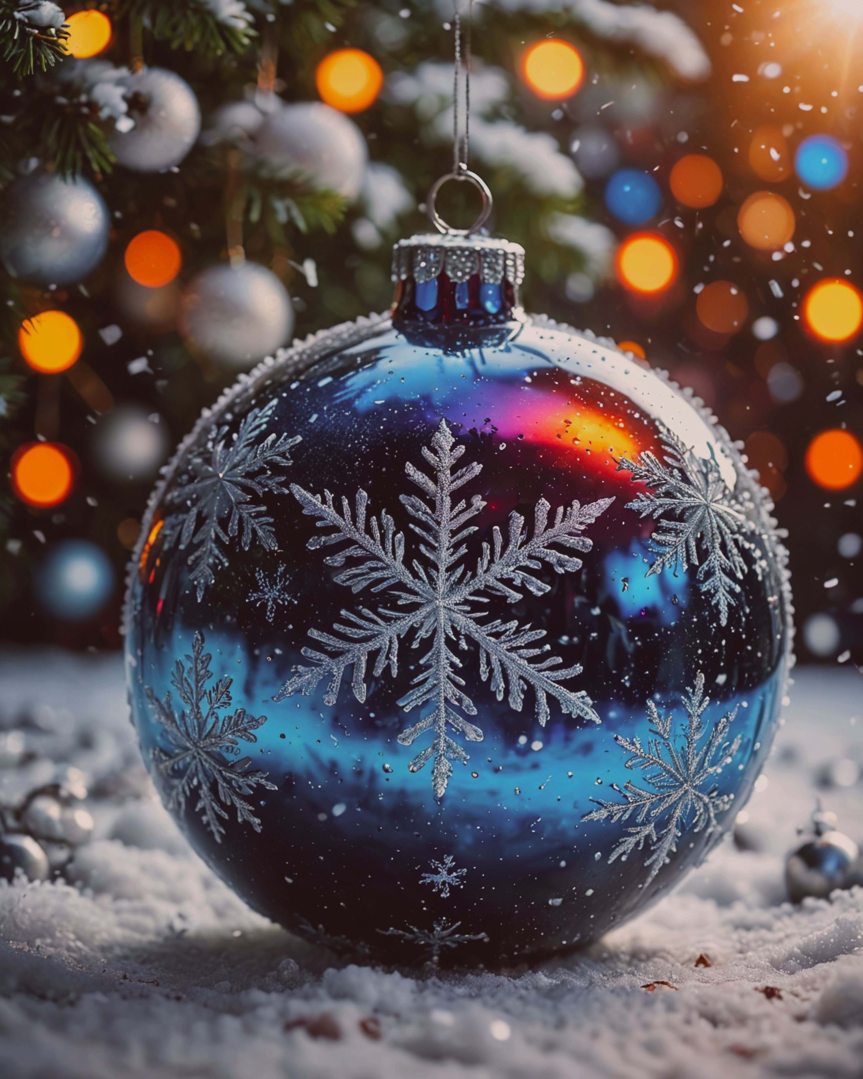 Single Blue Bauble - Personalised Christmas Card