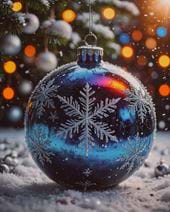 Single Blue Bauble - Personalised Christmas Card