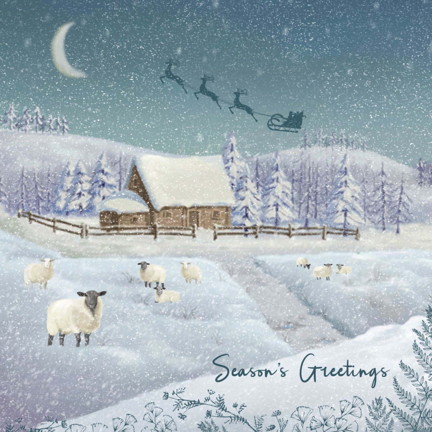 Countryside Sheep - Personalised Christmas Card