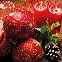 Red Baubles and Berries - Personalised Christmas Card
