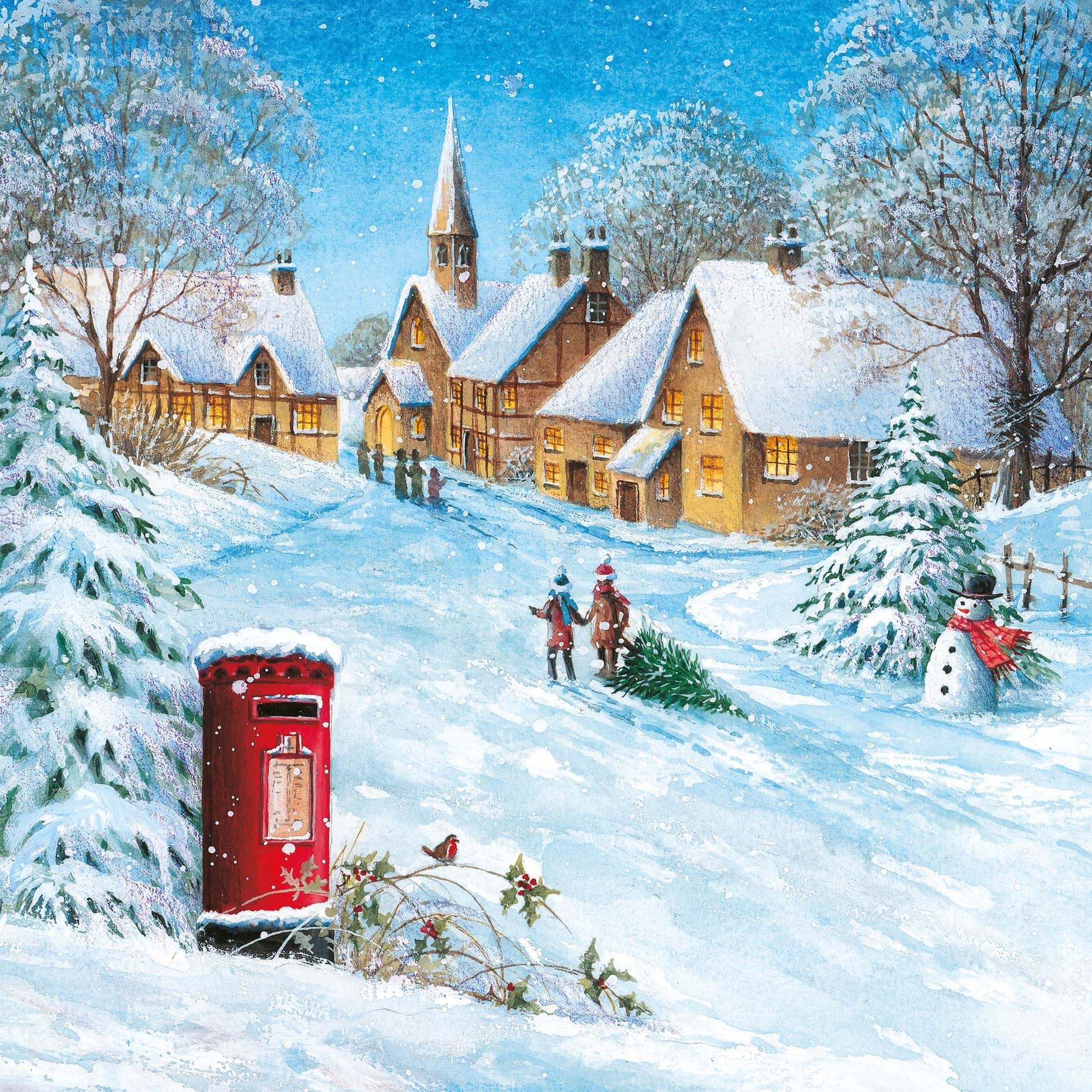 Snowy Village - Personalised Christmas Card