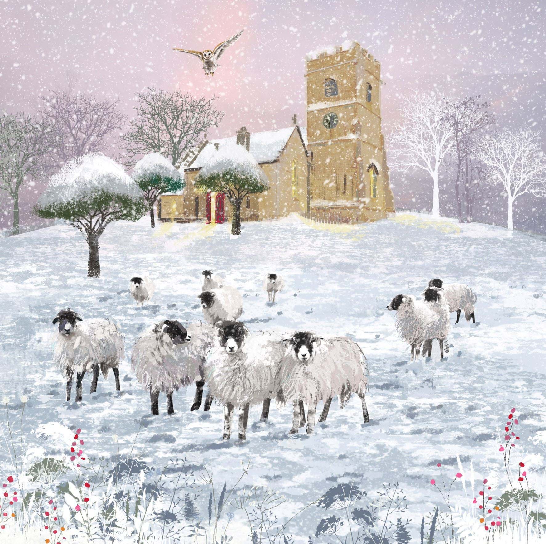 Flock To The Church - Personalised Christmas Card